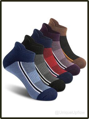 Men's Running Athletic Ankle Socks Thick Cushioned Low Cut 5 Pairs Gym Hiking
